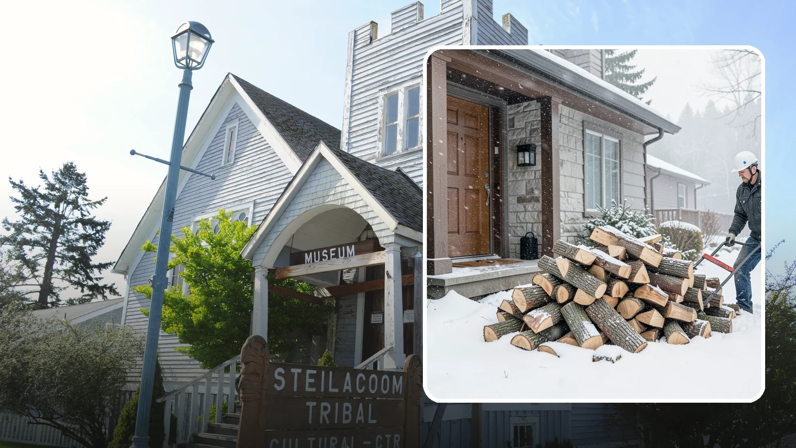 Snowstorm Firewood in Steilacoom, Pierce County, WA - Before or during a snowstorm, we deliver dry wood so you are stocked while roads and travel shut down.