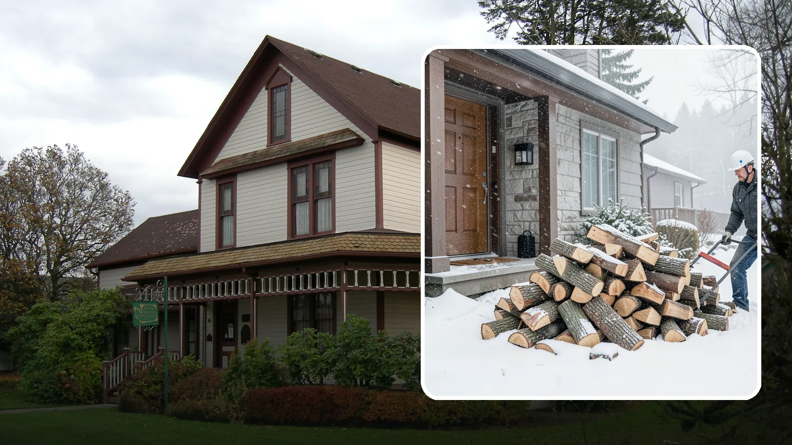 Snowstorm Firewood in Sumner, Pierce County, WA - Before or during a snowstorm, we deliver dry wood so you are stocked while roads and travel shut down.