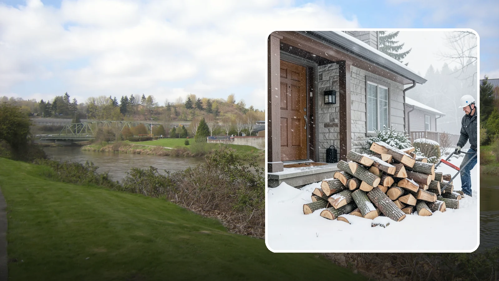 Snowstorm Firewood in Tukwila, King County, WA - Before or during a snowstorm, we deliver dry wood so you are stocked while roads and travel shut down.
