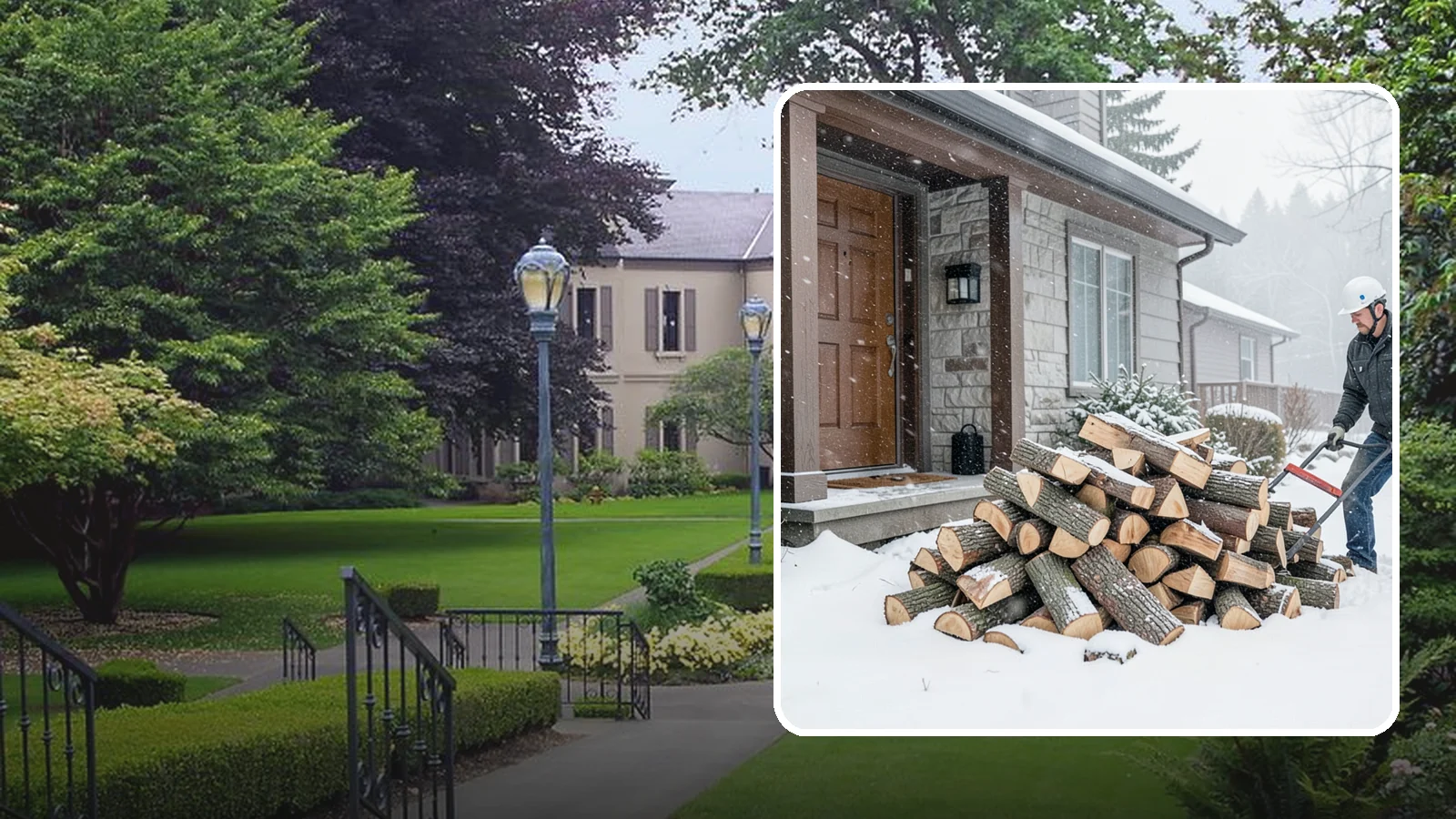 Snowstorm Firewood in Woodinville, King County, WA - Before or during a snowstorm, we deliver dry wood so you are stocked while roads and travel shut down.