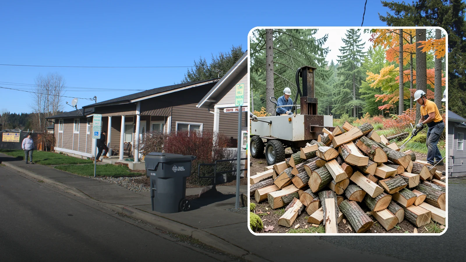 Split Kindling in South Prairie, Pierce County, WA - Hand-split kindling cut to a uniform thin profile for reliable ignition in wet weather.