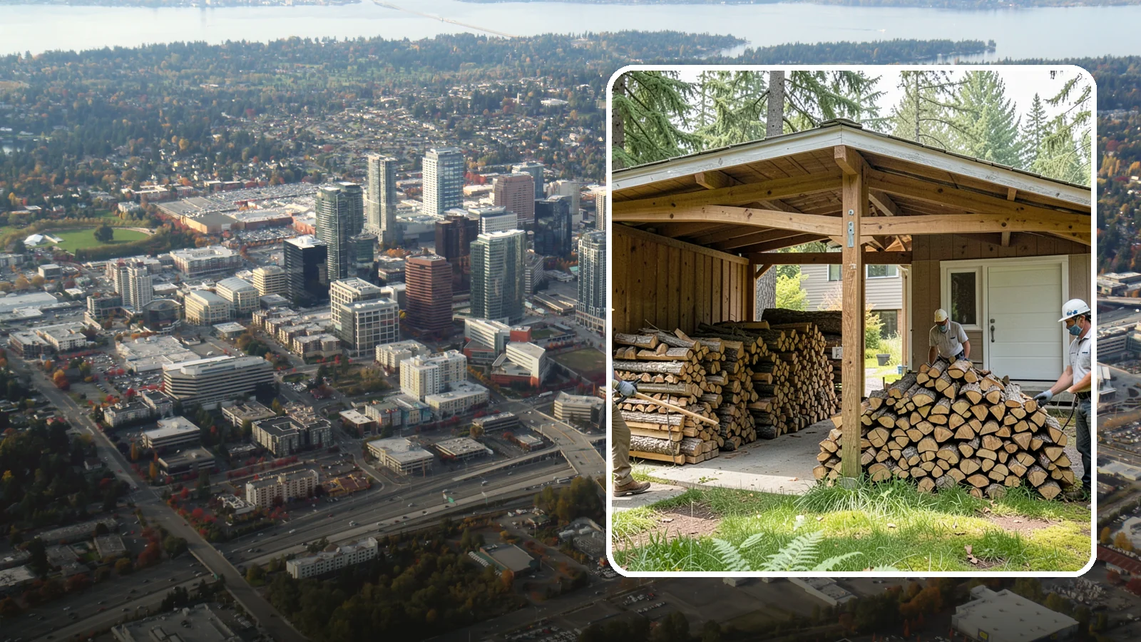 Stacked Delivery in Bellevue, King County, WA - Firewood delivered and neatly stacked where you want it, ready for use.