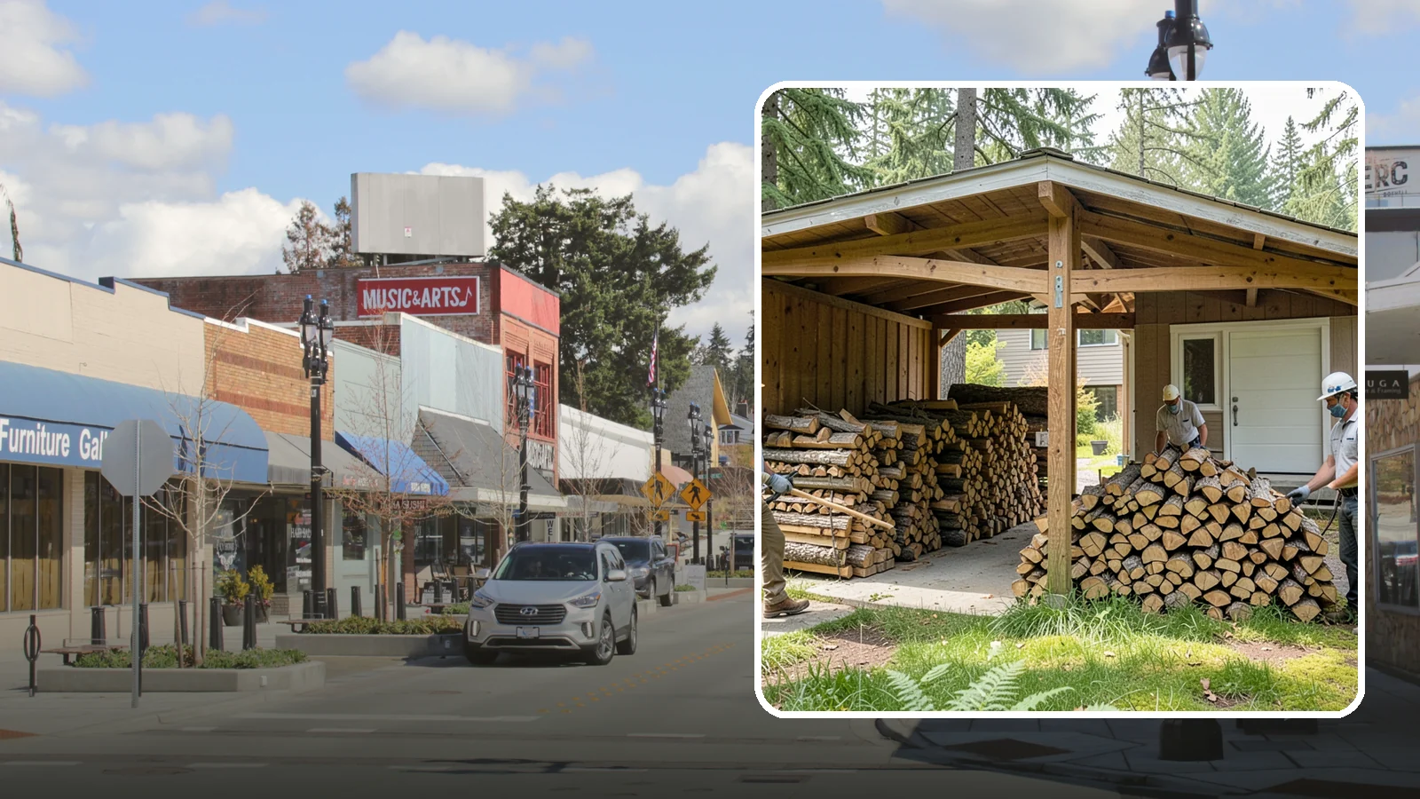 Stacked Delivery in Bothell, King County, WA - Firewood delivered and neatly stacked where you want it, ready for use.