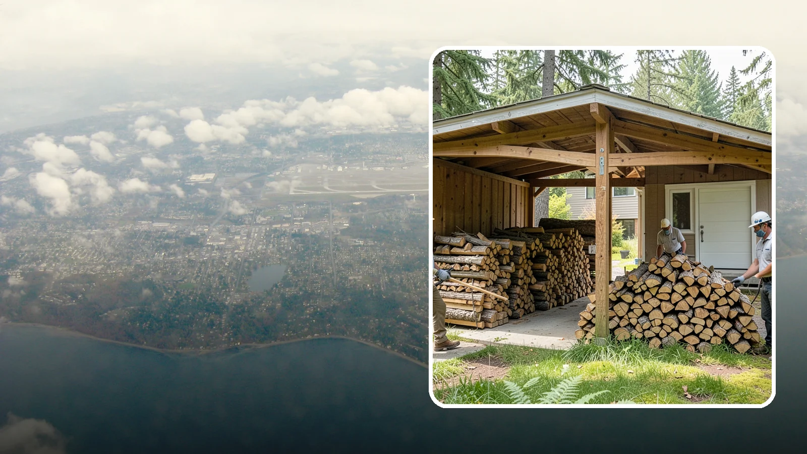Stacked Delivery in Burien, King County, WA - Firewood delivered and neatly stacked where you want it, ready for use.