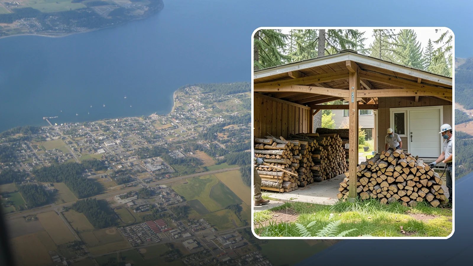 Stacked Delivery in Coupeville, Island County, WA - Firewood delivered and neatly stacked where you want it, ready for use.