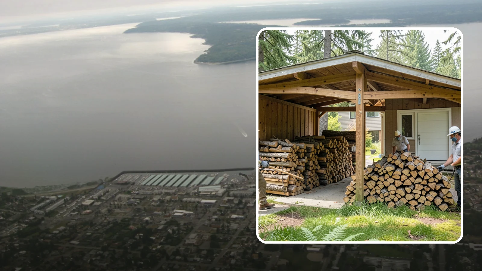Stacked Delivery in Des Moines, King County, WA - Firewood delivered and neatly stacked where you want it, ready for use.