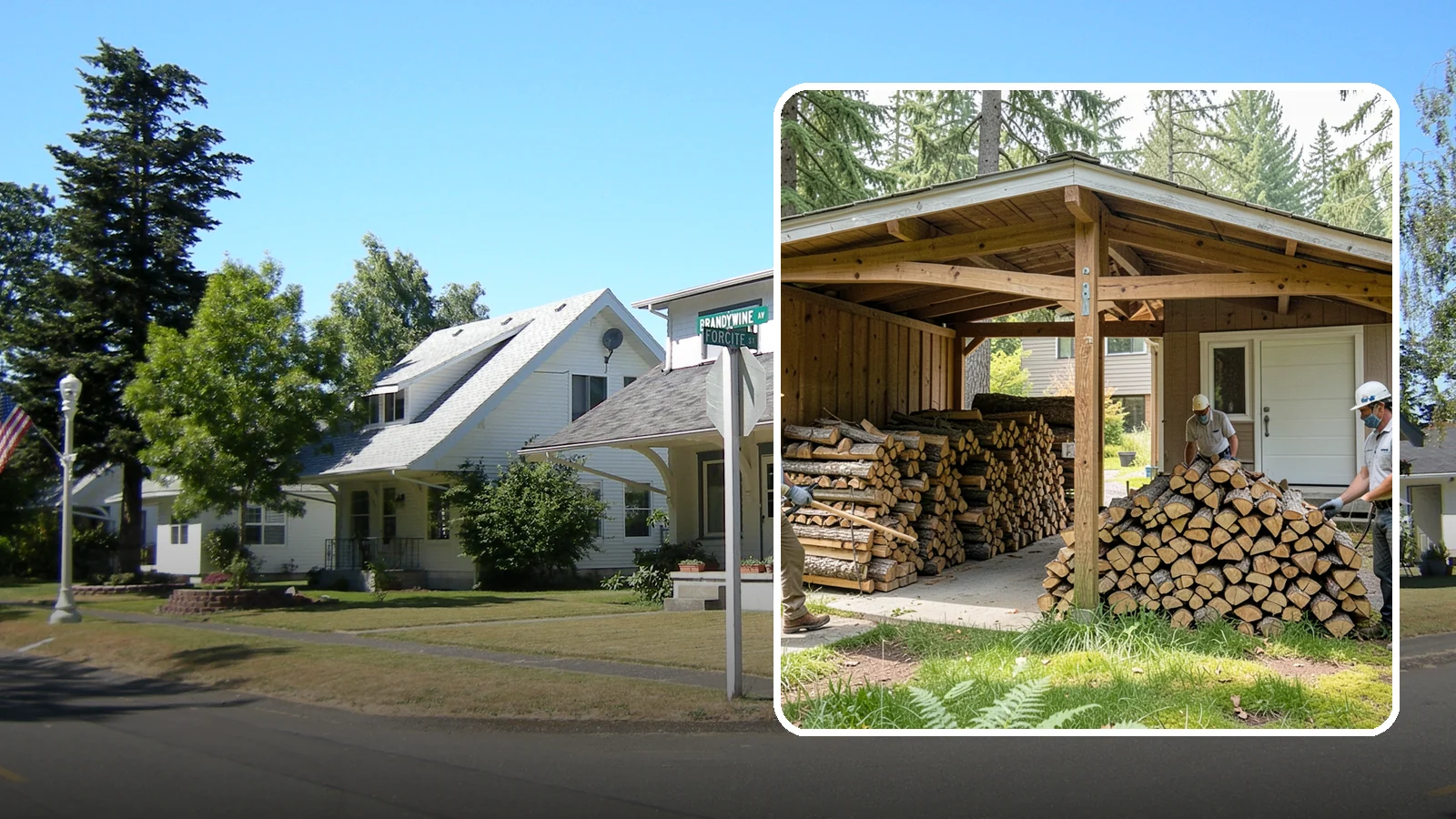 Stacked Delivery in DuPont, Pierce County, WA - Firewood delivered and neatly stacked where you want it, ready for use.