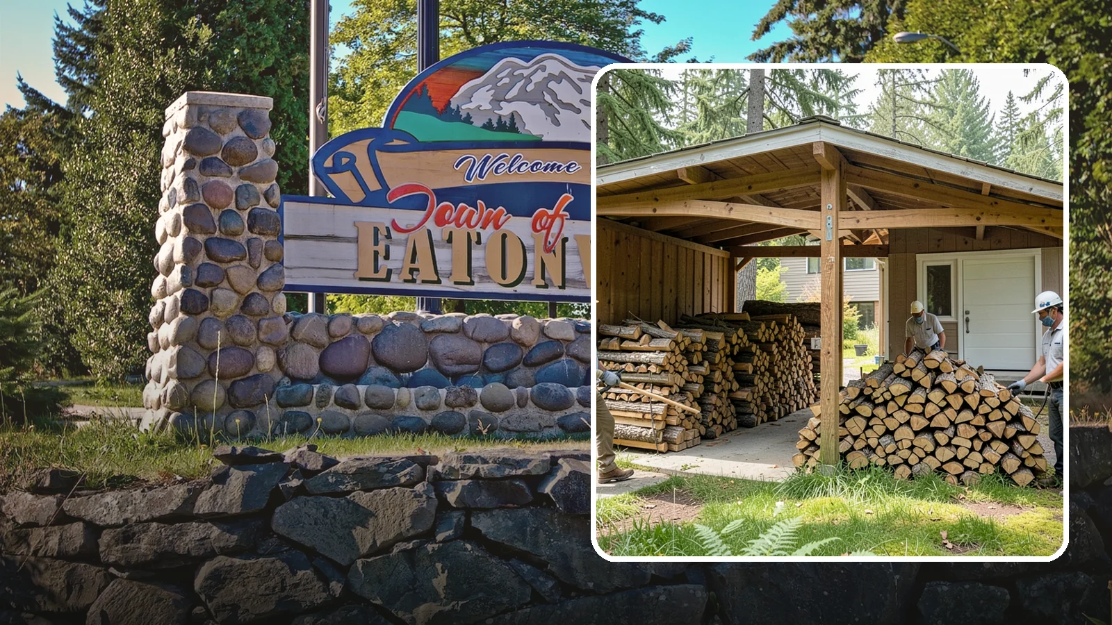 Stacked Delivery in Eatonville, WA - Firewood delivered and neatly stacked where you want it, ready for use.