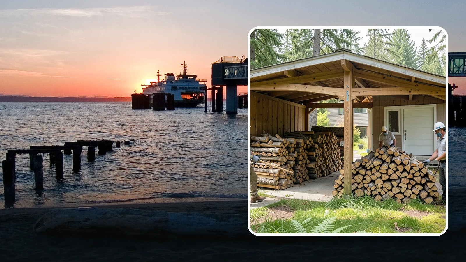 Stacked Delivery in Edmonds, Snohomish County, WA - Firewood delivered and neatly stacked where you want it, ready for use.