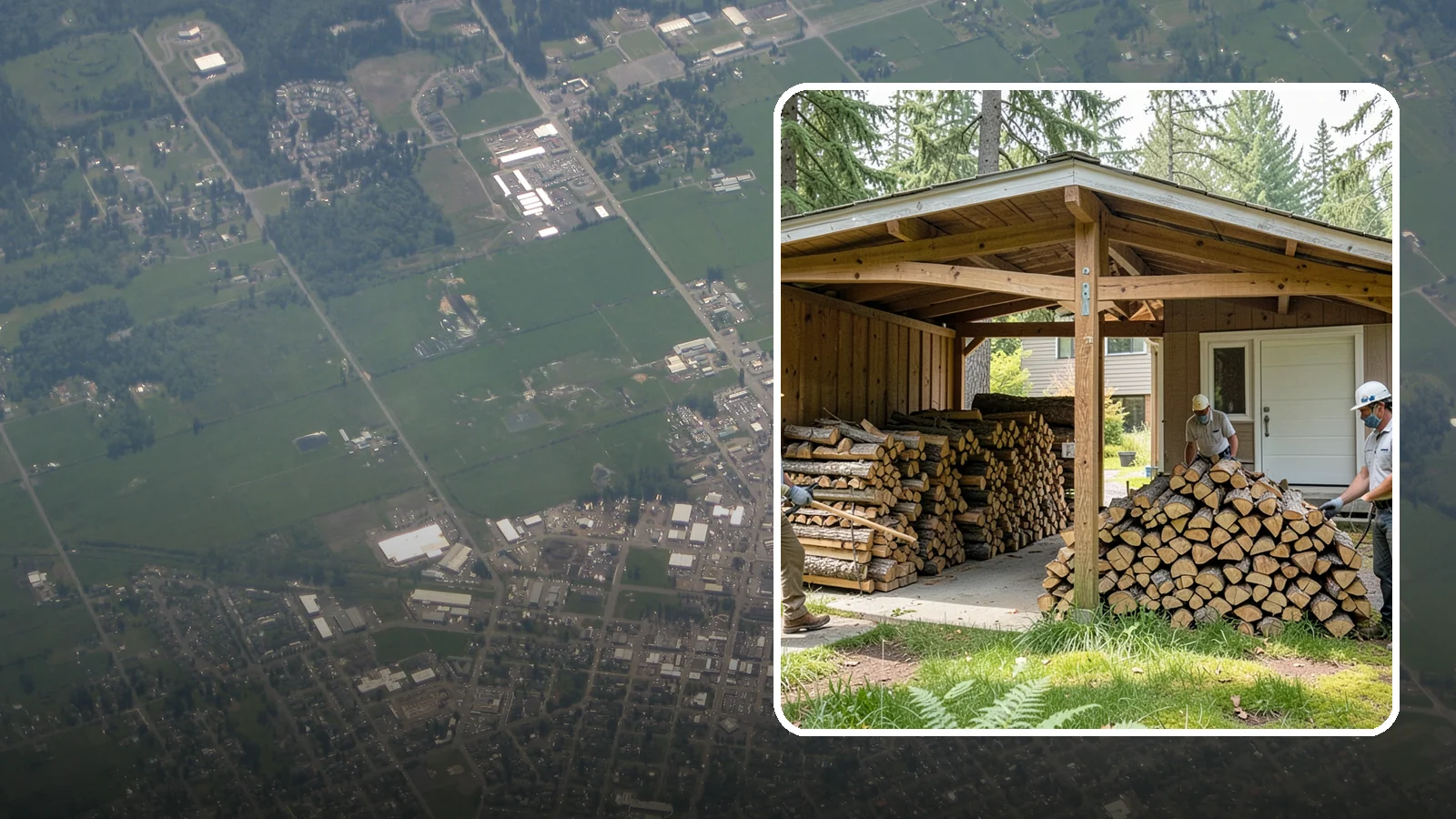 Stacked Delivery in Enumclaw, King County, WA - Firewood delivered and neatly stacked where you want it, ready for use.