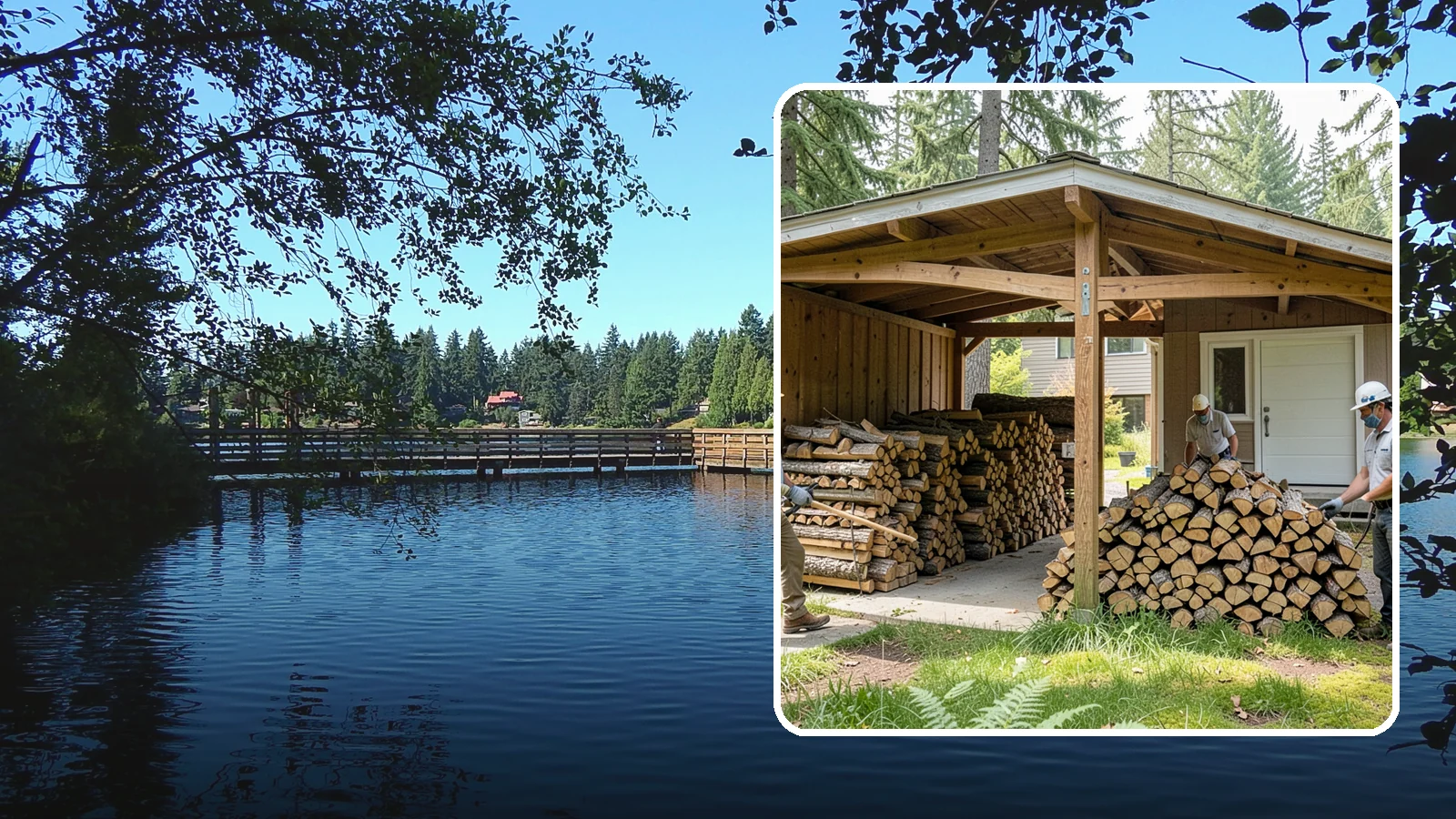Stacked Delivery in Federal Way, King County, WA - Firewood delivered and neatly stacked where you want it, ready for use.