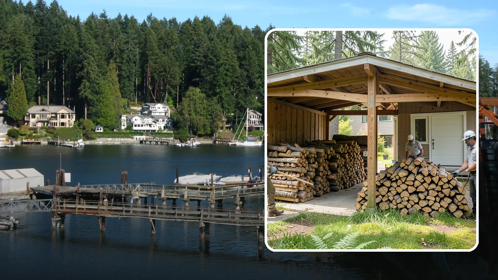 Stacked Delivery in Gig Harbor, Pierce County, WA - Firewood delivered and neatly stacked where you want it, ready for use.