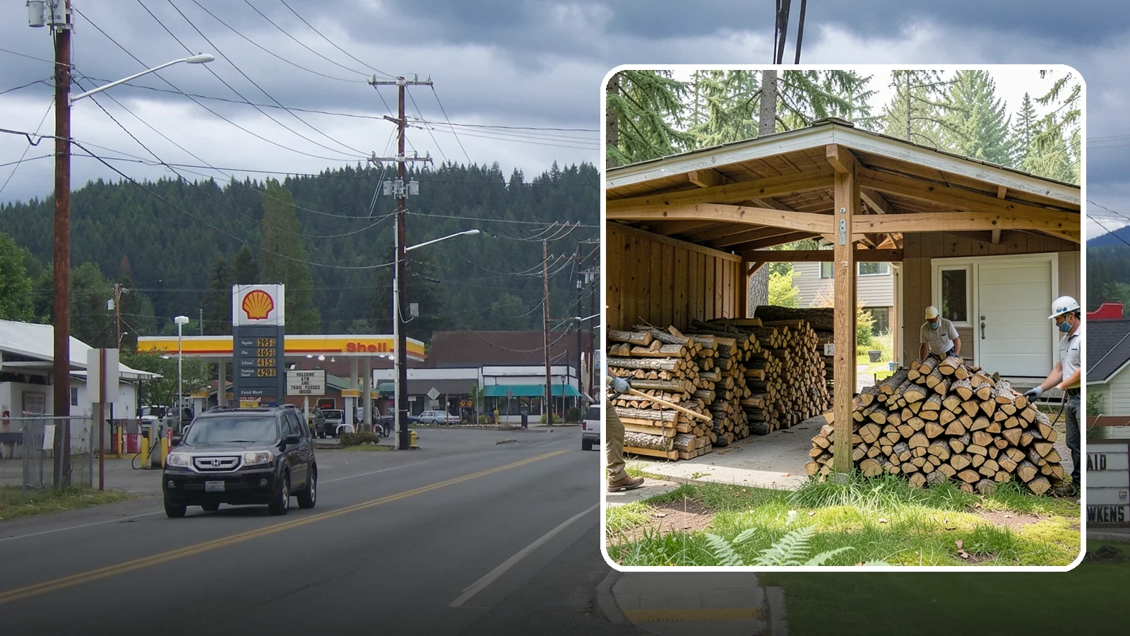 Stacked Delivery in Granite Falls, Snohomish County, WA - Firewood delivered and neatly stacked where you want it, ready for use.