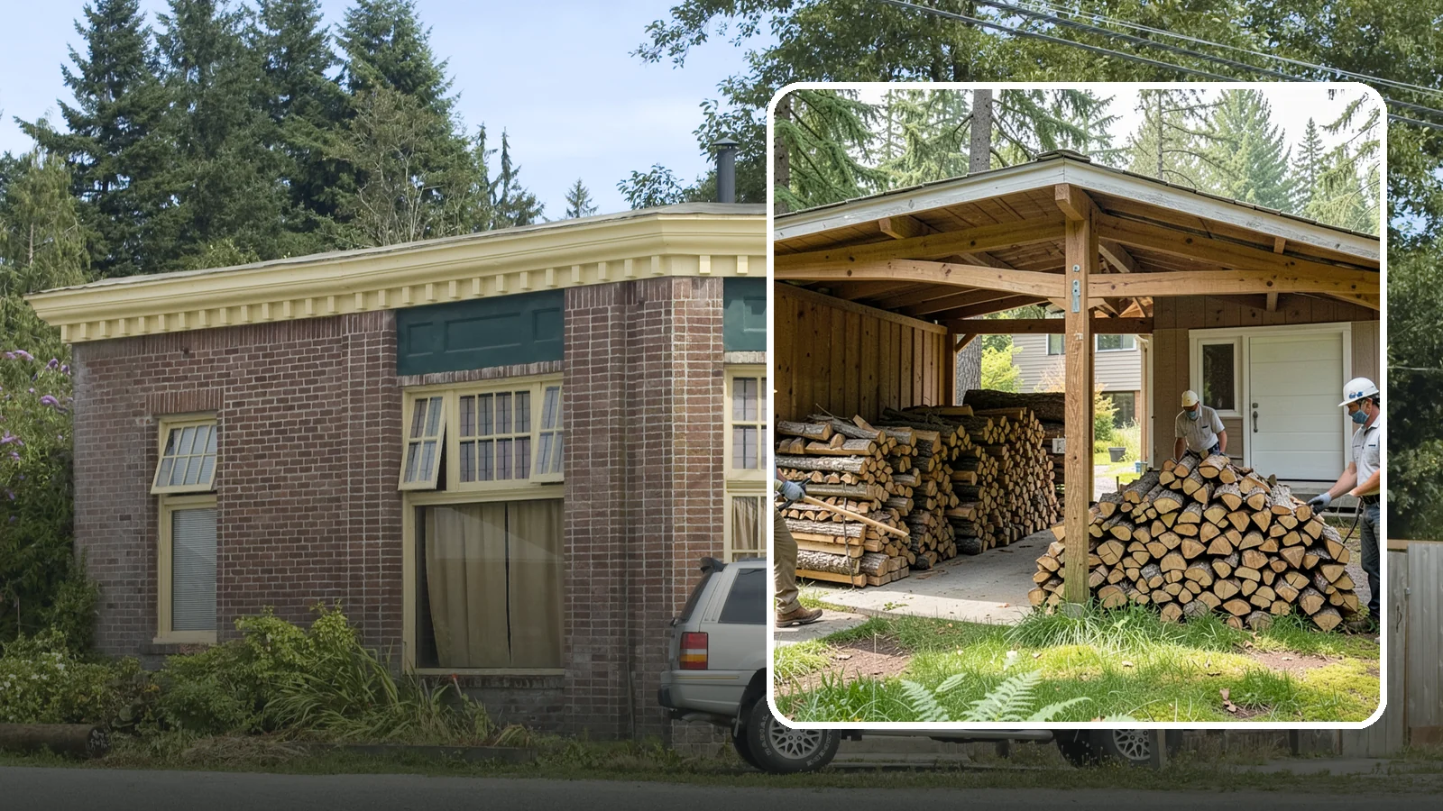 Stacked Delivery in Hamilton, Skagit County, WA - Firewood delivered and neatly stacked where you want it, ready for use.