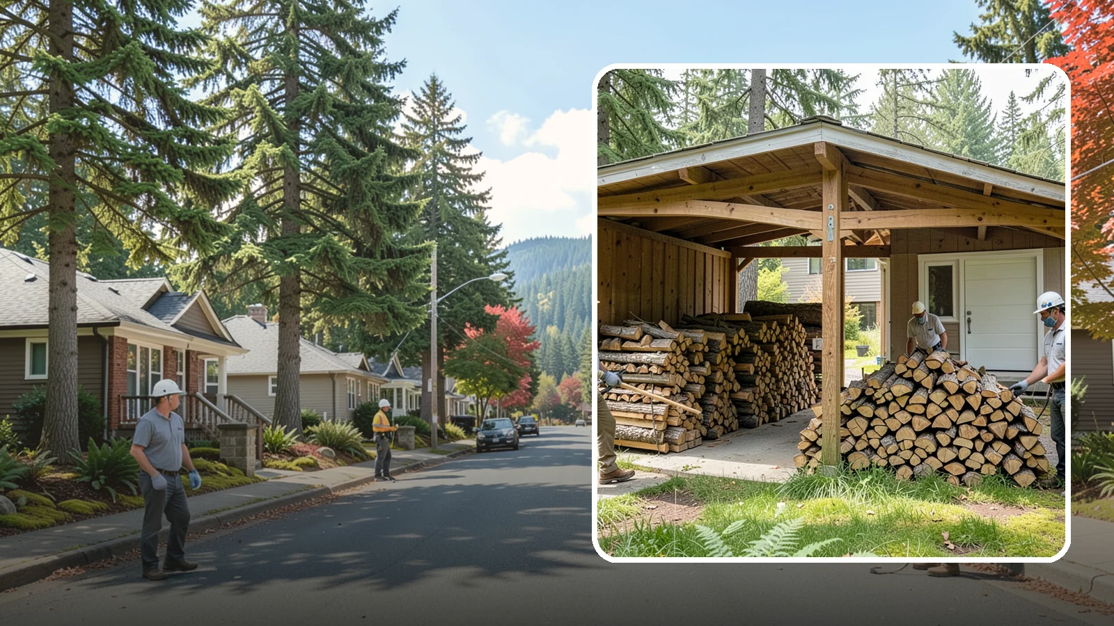 Stacked Delivery in Hunts Point, King County, WA - Firewood delivered and neatly stacked where you want it, ready for use.