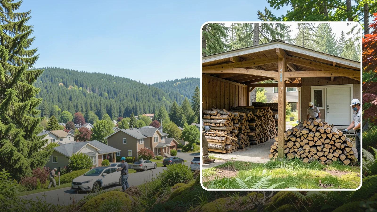 Stacked Delivery in Index, Snohomish County, WA - Firewood delivered and neatly stacked where you want it, ready for use.