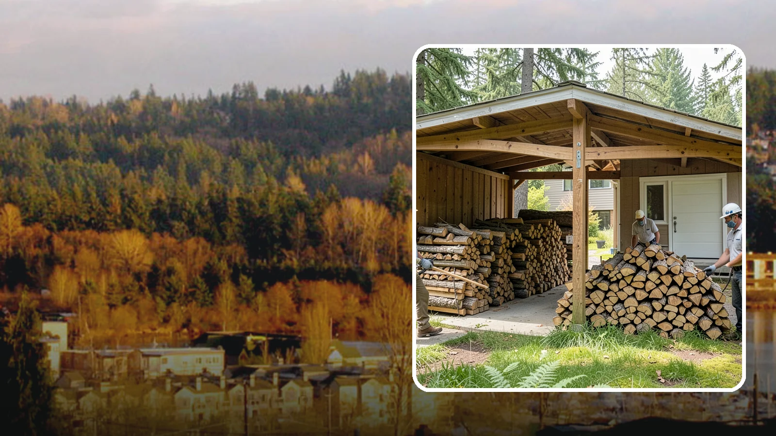Stacked Delivery in Kenmore, King County, WA - Firewood delivered and neatly stacked where you want it, ready for use.