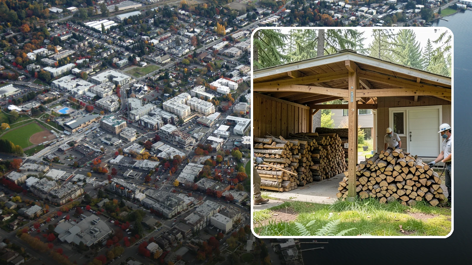 Stacked Delivery in Kirkland, King County, WA - Firewood delivered and neatly stacked where you want it, ready for use.