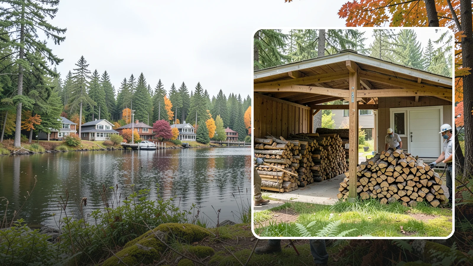 Stacked Delivery in La Conner, Skagit County, WA - Firewood delivered and neatly stacked where you want it, ready for use.