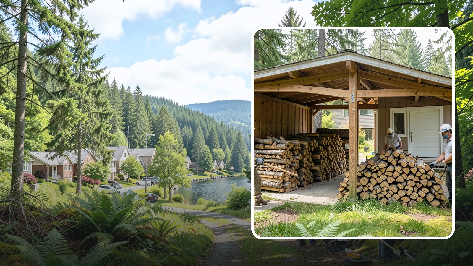 Stacked Delivery in Lake Forest Park, King County, WA - Firewood delivered and neatly stacked where you want it, ready for use.