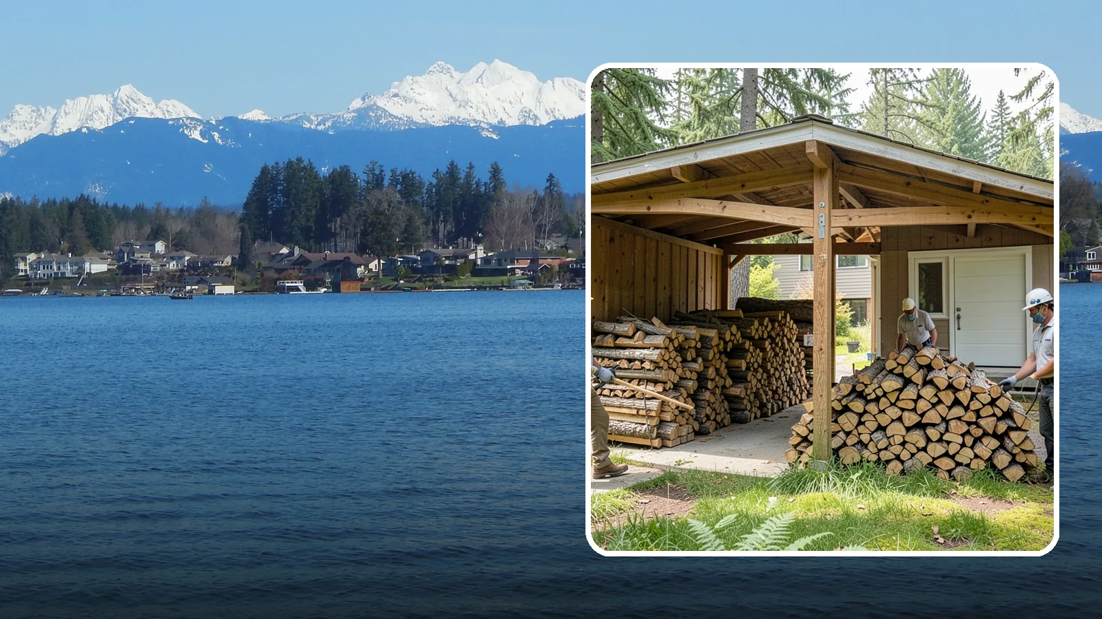 Stacked Delivery in Lake Stevens, Snohomish County, WA - Firewood delivered and neatly stacked where you want it, ready for use.