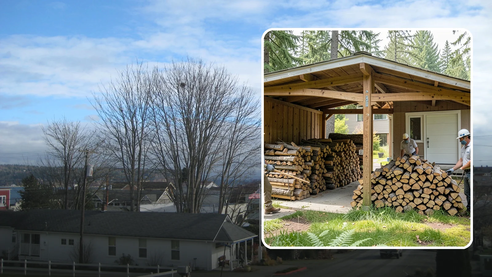 Stacked Delivery in Langley, Island County, WA - Firewood delivered and neatly stacked where you want it, ready for use.