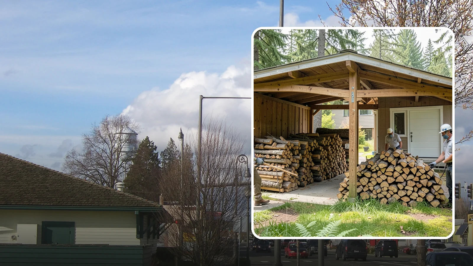 Stacked Delivery in Marysville, Snohomish County, WA - Firewood delivered and neatly stacked where you want it, ready for use.