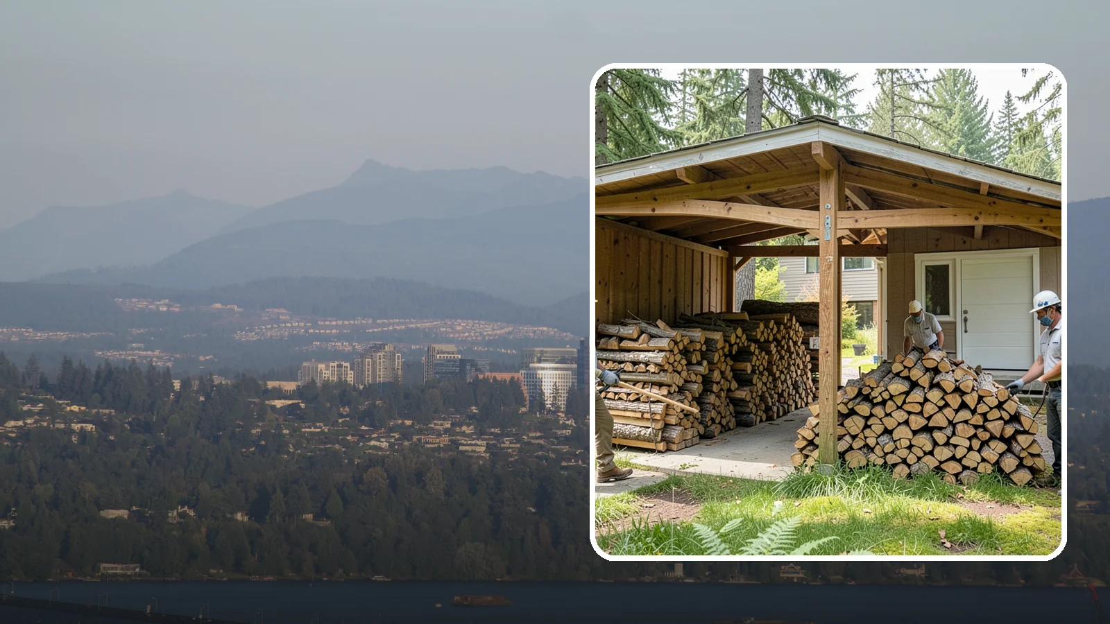 Stacked Delivery in Medina, King County, WA - Firewood delivered and neatly stacked where you want it, ready for use.