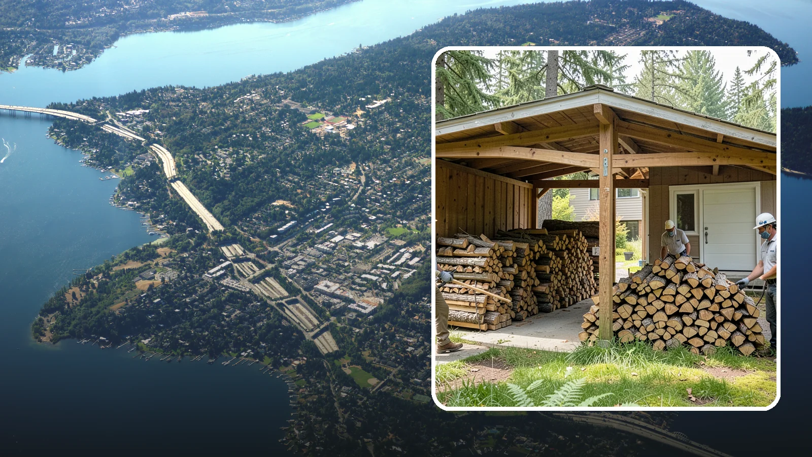 Stacked Delivery in Mercer Island, King County, WA - Firewood delivered and neatly stacked where you want it, ready for use.