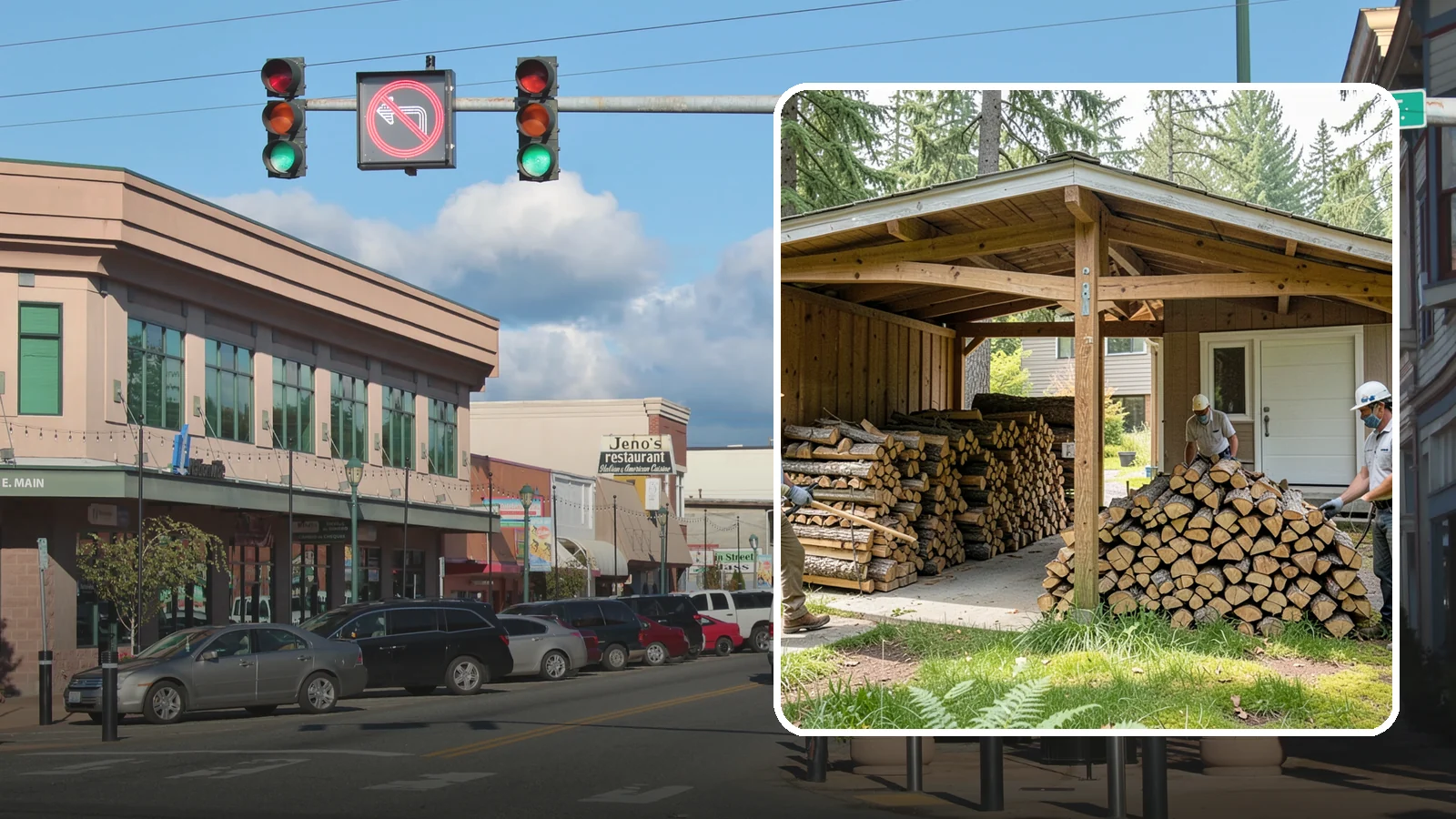 Stacked Delivery in Monroe, Snohomish County, WA - Firewood delivered and neatly stacked where you want it, ready for use.