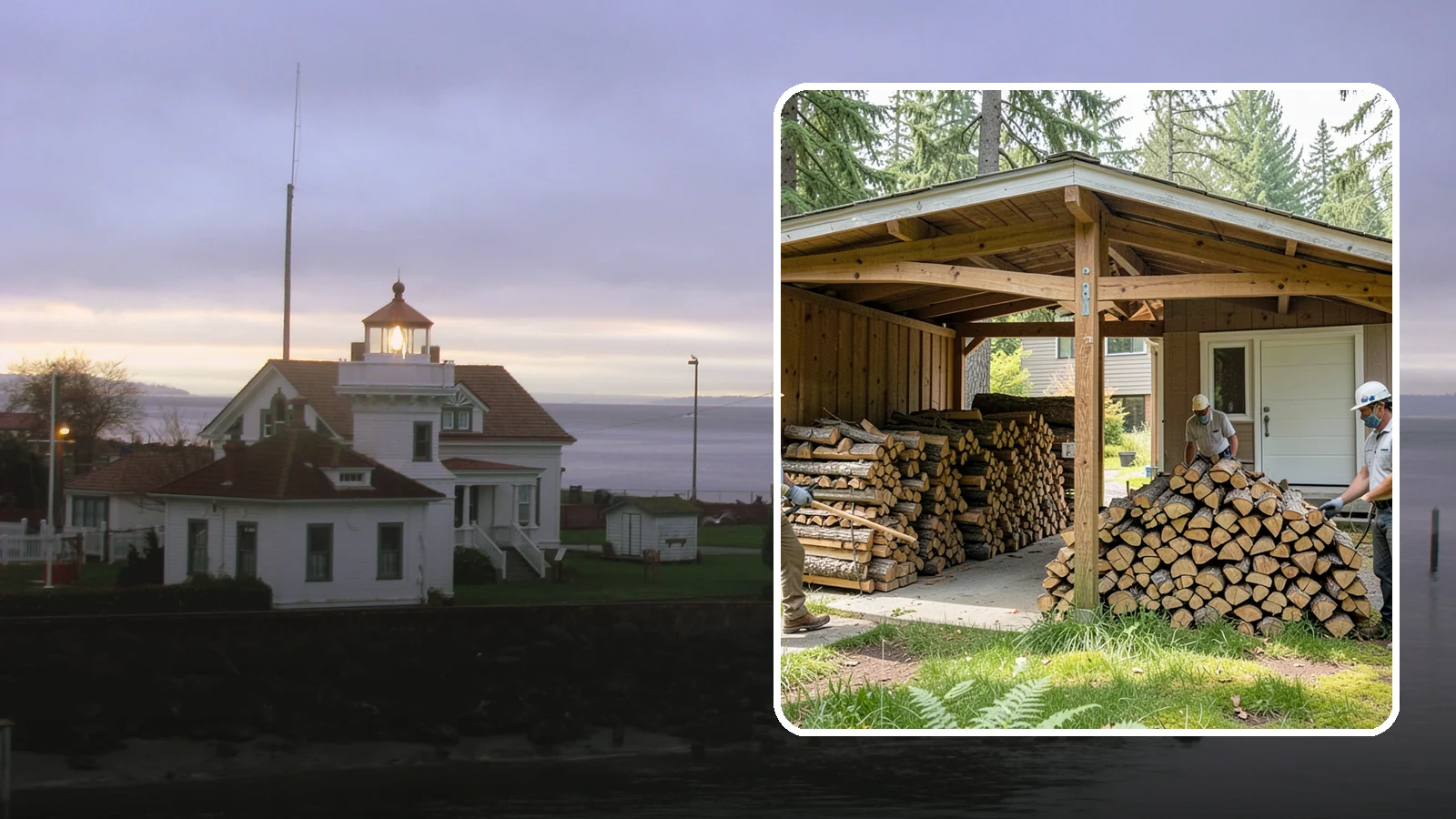 Stacked Delivery in Mukilteo, Snohomish County, WA - Firewood delivered and neatly stacked where you want it, ready for use.