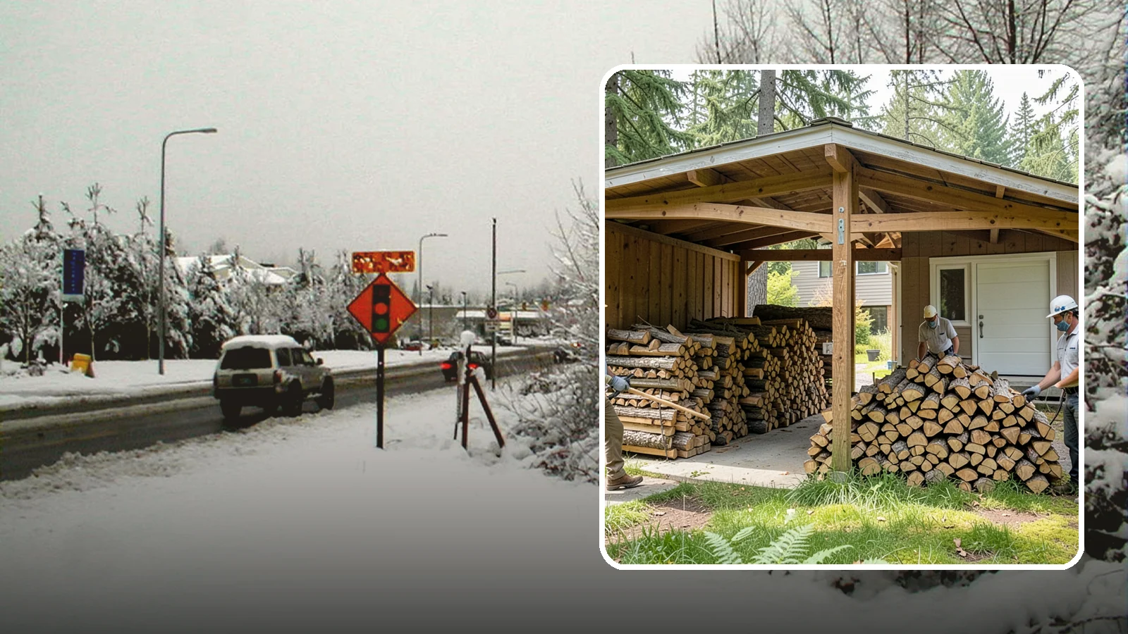 Stacked Delivery in Newcastle, King County, WA - Firewood delivered and neatly stacked where you want it, ready for use.
