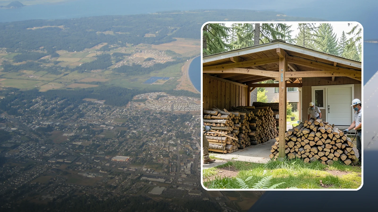 Stacked Delivery in Oak Harbor, Island County, WA - Firewood delivered and neatly stacked where you want it, ready for use.