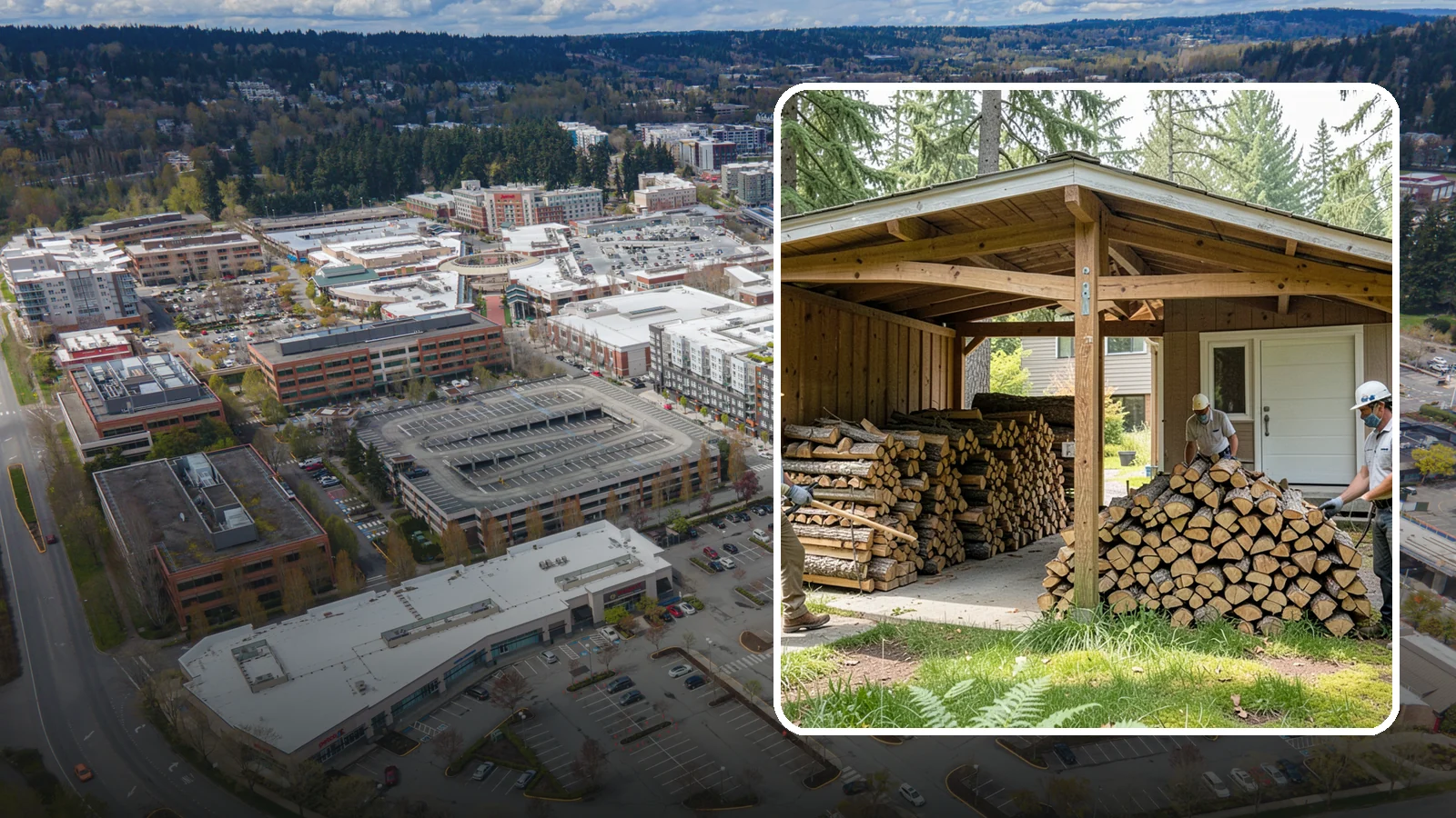 Stacked Delivery in Redmond, King County, WA - Firewood delivered and neatly stacked where you want it, ready for use.