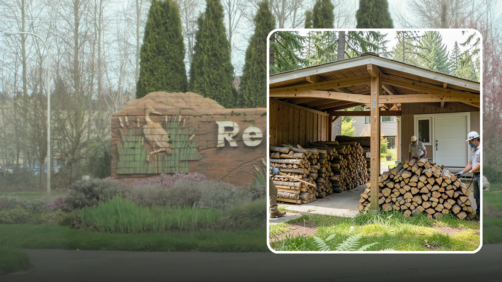 Stacked Delivery in Renton, King County, WA - Firewood delivered and neatly stacked where you want it, ready for use.