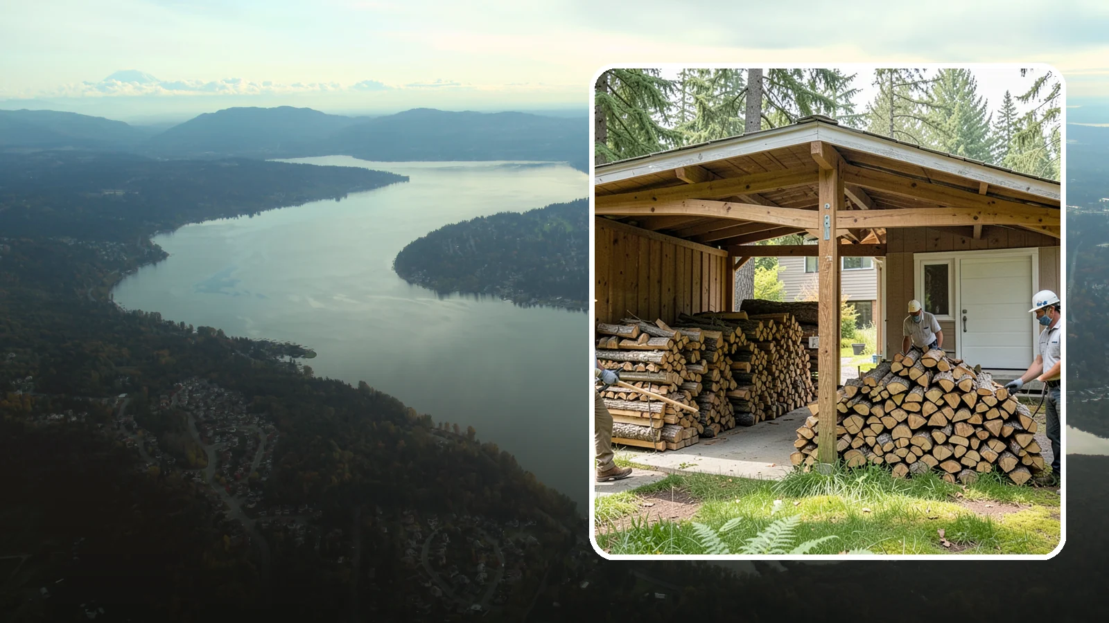 Stacked Delivery in Sammamish, King County, WA - Firewood delivered and neatly stacked where you want it, ready for use.