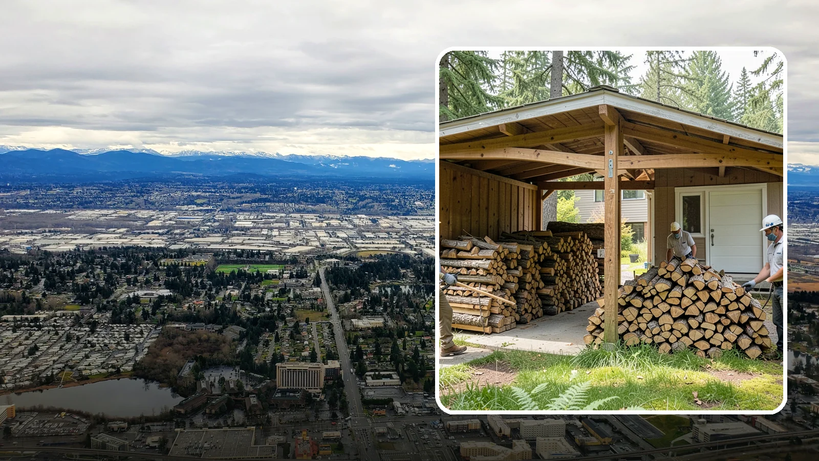 Stacked Delivery in SeaTac, King County, WA - Firewood delivered and neatly stacked where you want it, ready for use.