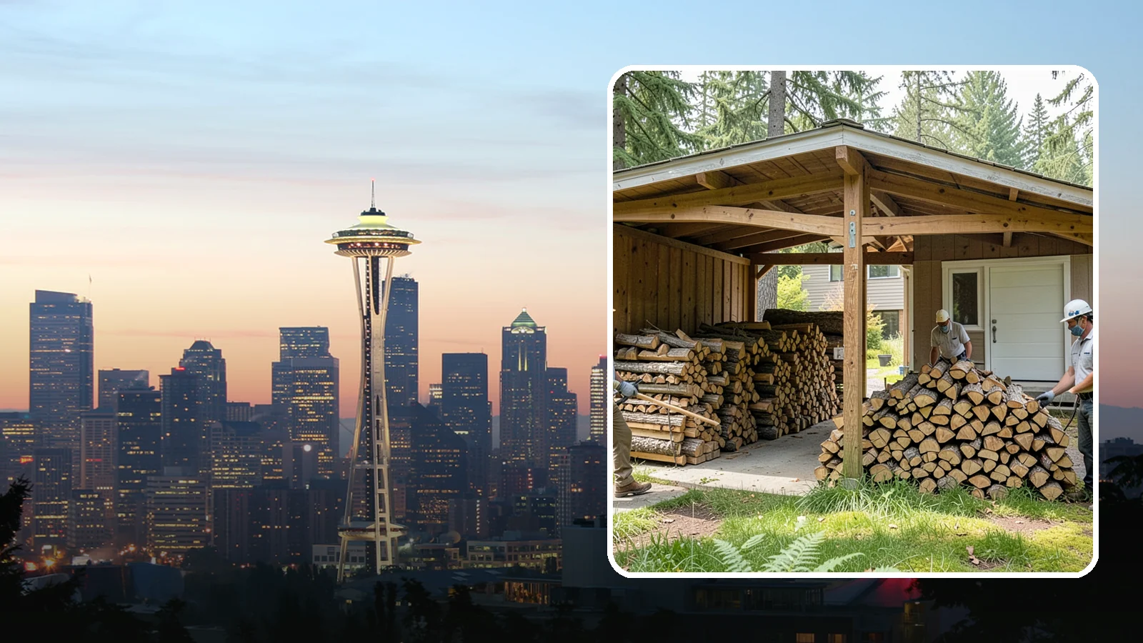 Stacked Delivery in Seattle, King County, WA - Firewood delivered and neatly stacked where you want it, ready for use.