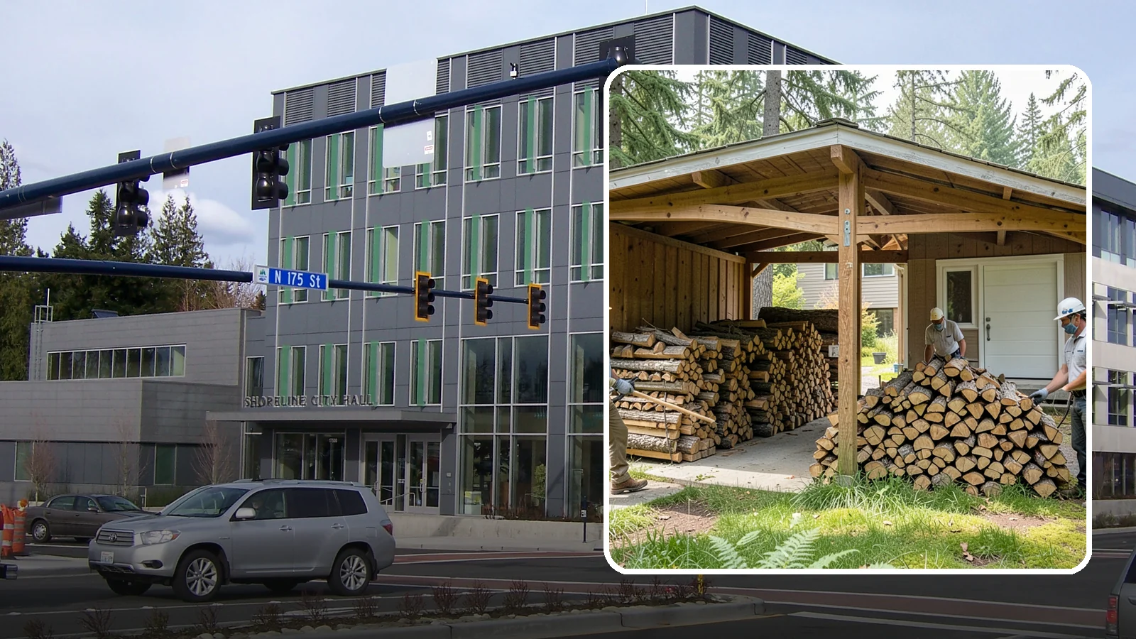 Stacked Delivery in Shoreline, King County, WA - Firewood delivered and neatly stacked where you want it, ready for use.