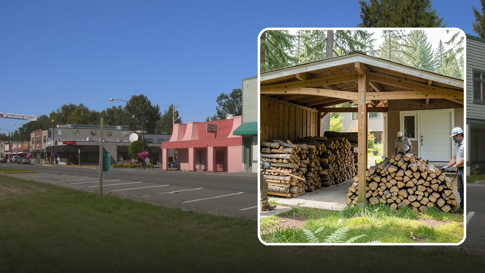 Stacked Delivery in Snoqualmie, King County, WA - Firewood delivered and neatly stacked where you want it, ready for use.