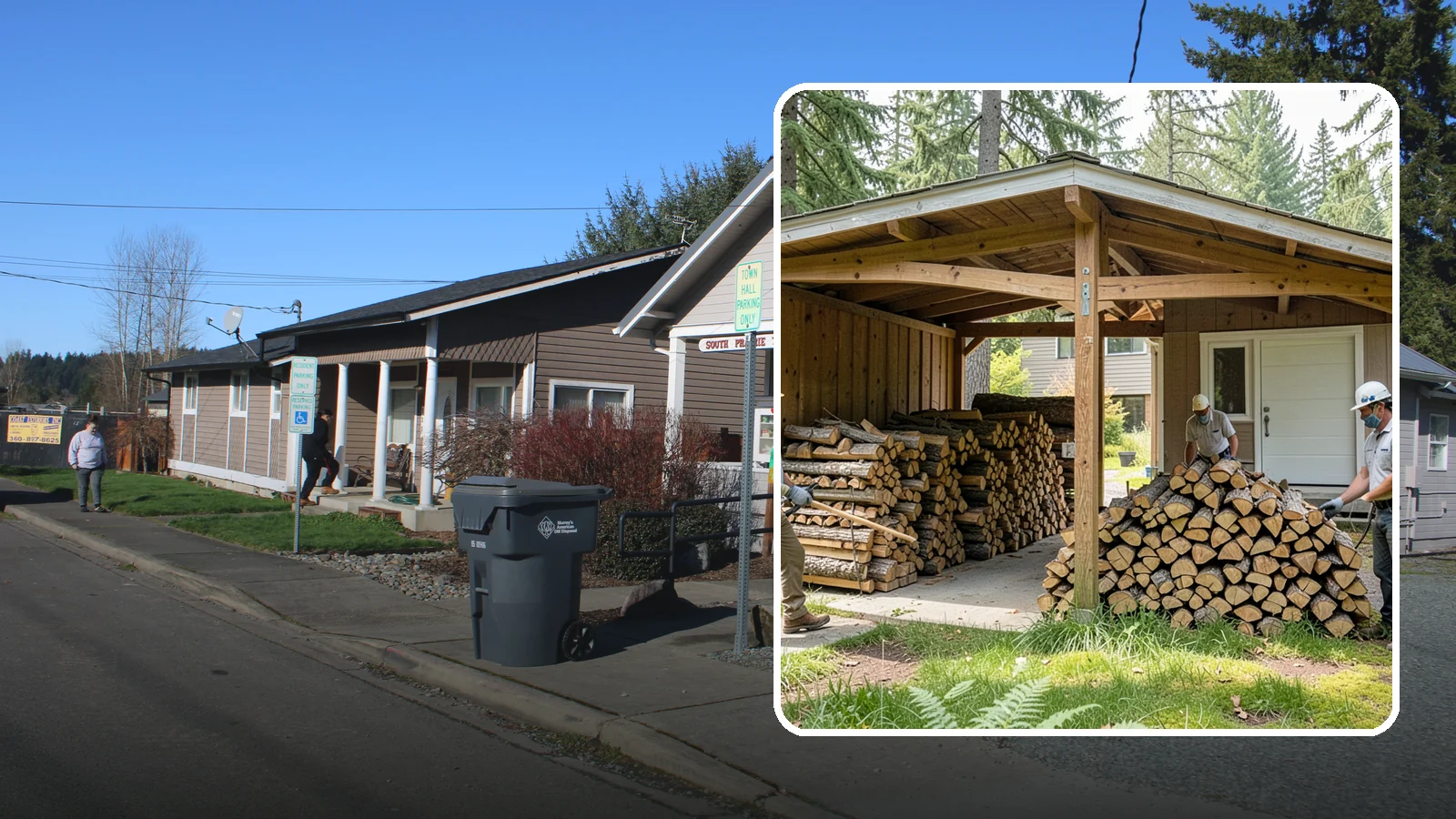 Stacked Delivery in South Prairie, Pierce County, WA - Firewood delivered and neatly stacked where you want it, ready for use.