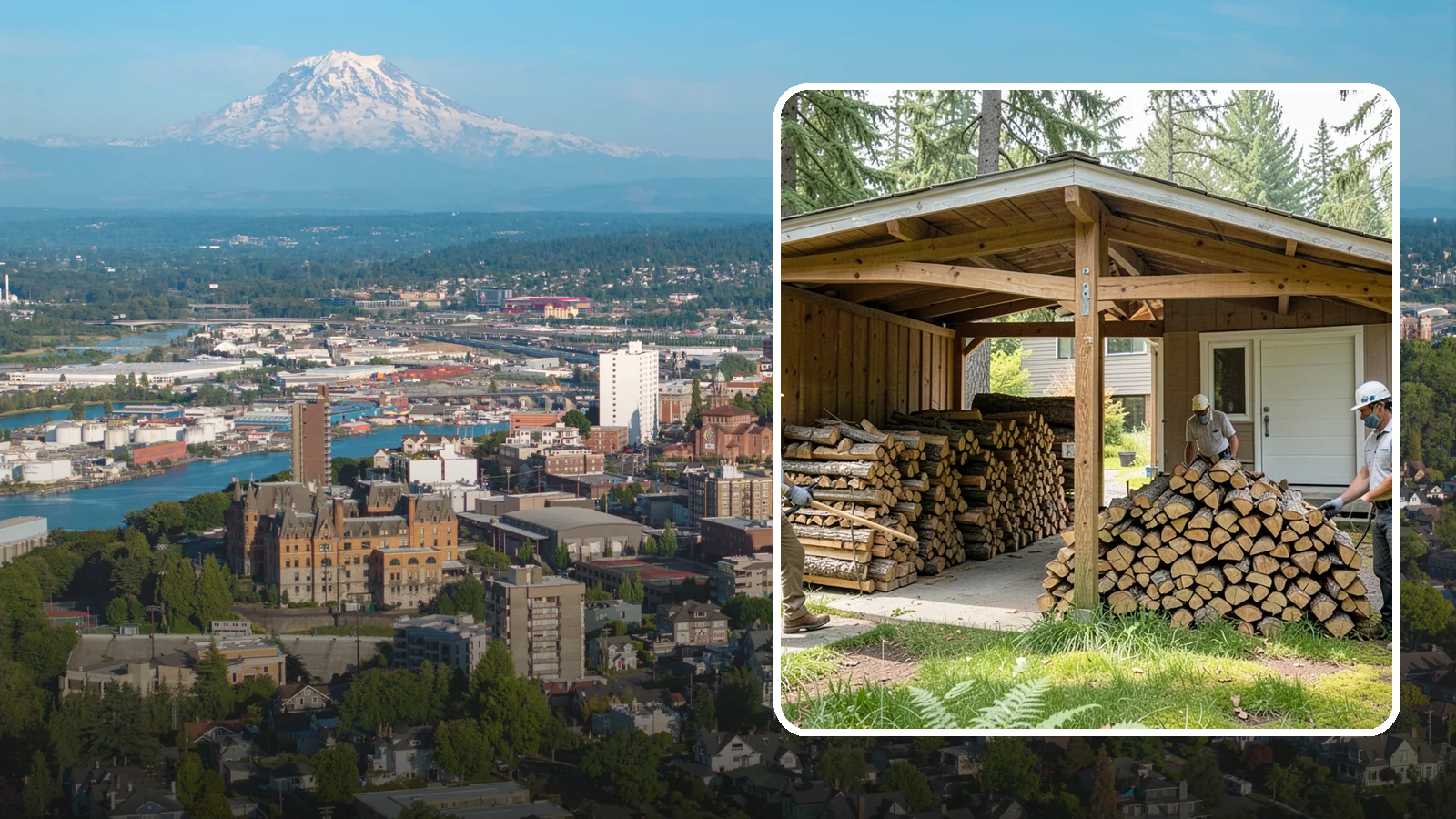 Stacked Delivery in Tacoma, Pierce County, WA - Firewood delivered and neatly stacked where you want it, ready for use.