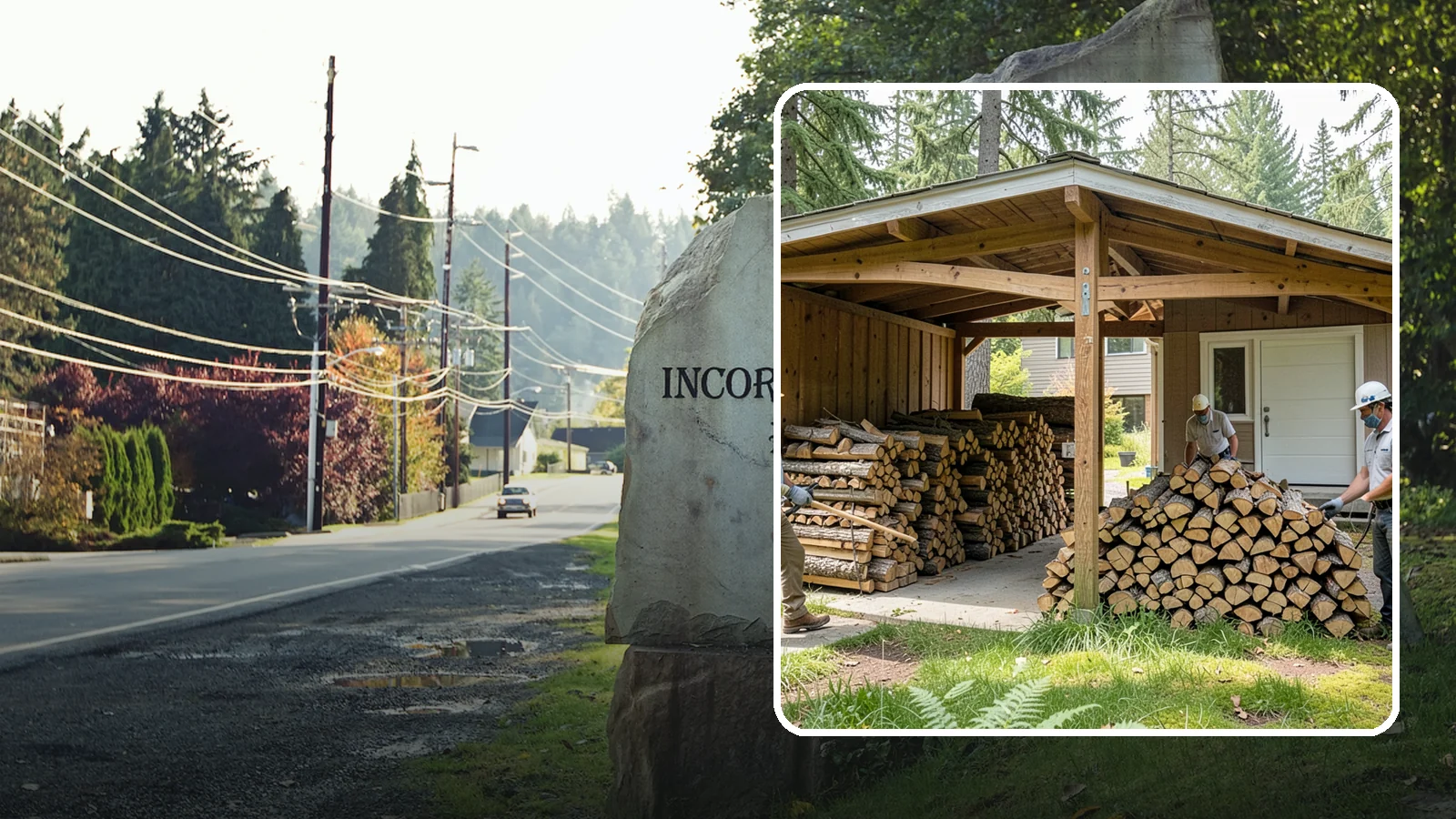 Stacked Delivery in Wilkeson, Pierce County, WA - Firewood delivered and neatly stacked where you want it, ready for use.
