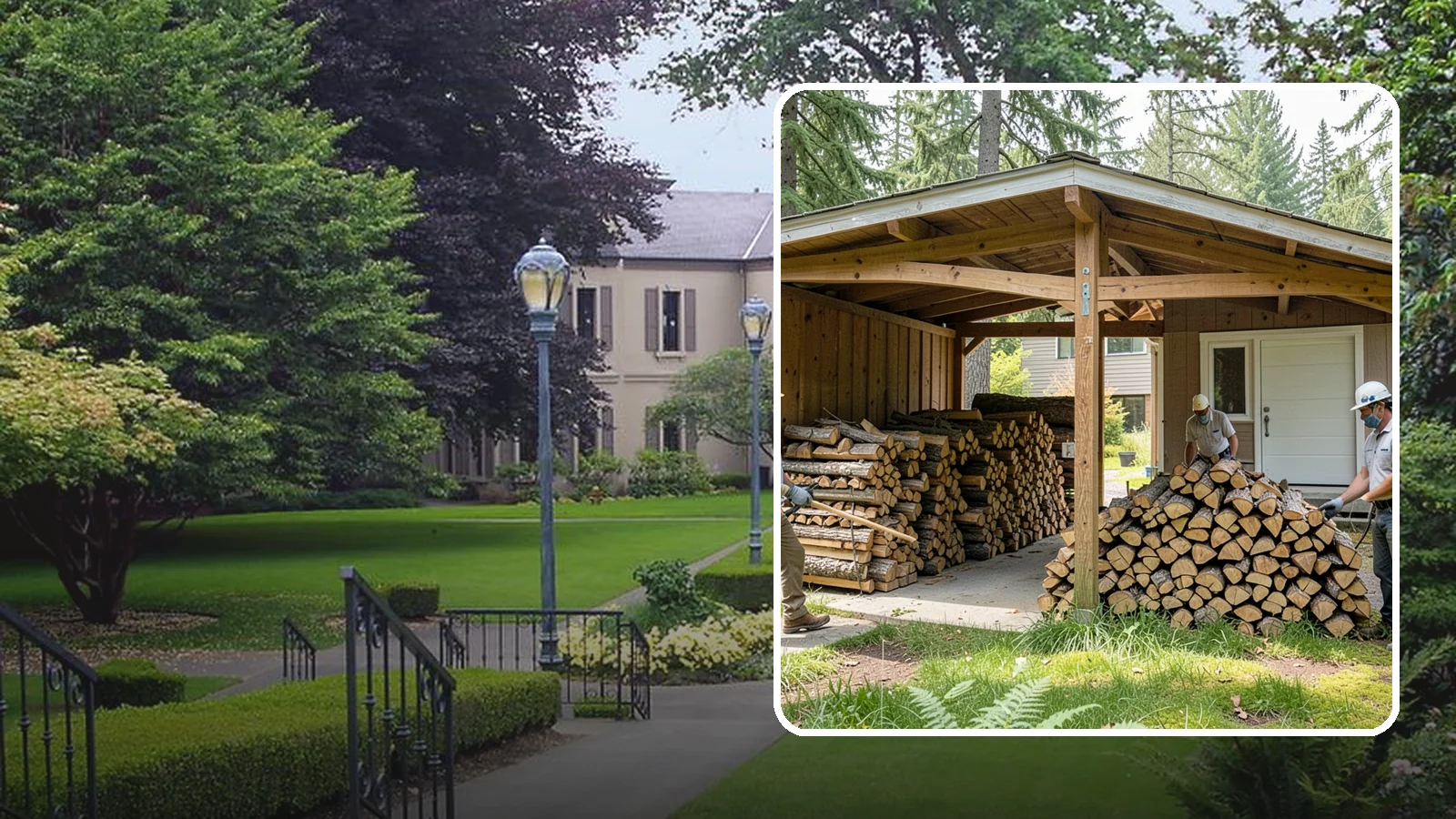 Stacked Delivery in Woodinville, King County, WA - Firewood delivered and neatly stacked where you want it, ready for use.