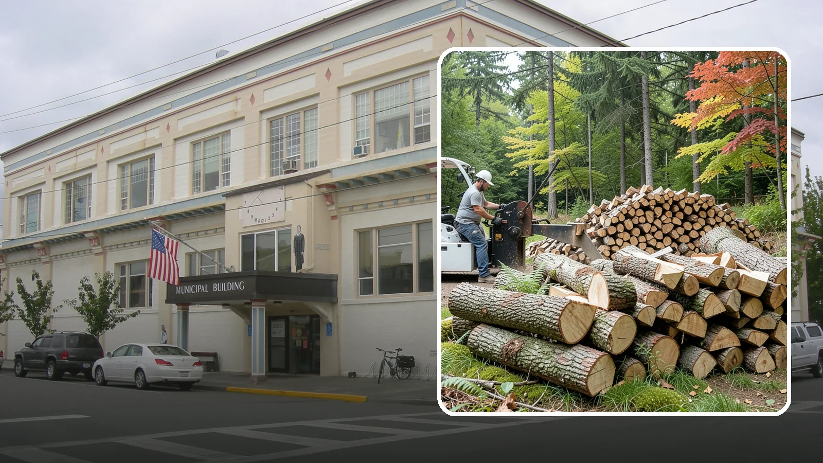 Storm Wood Processing in Anacortes, Skagit County, WA - We process storm-downed trees and limbs into stacked, usable firewood.