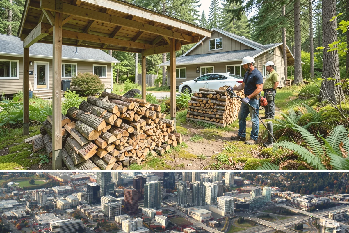 Storm Wood Processing in Bellevue, King County, WA - Demand spikes after fall and winter windstorms, so call promptly once a storm passes for faster scheduling.