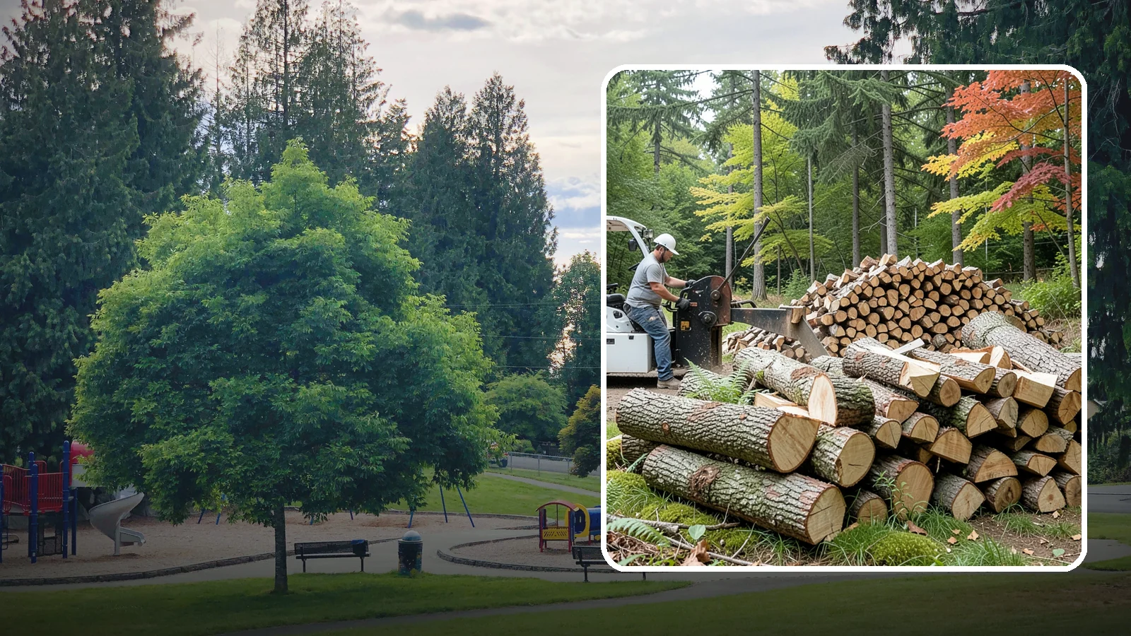 Storm Wood Processing in Bonney Lake, Pierce County, WA - We process storm-downed trees and limbs into stacked, usable firewood.