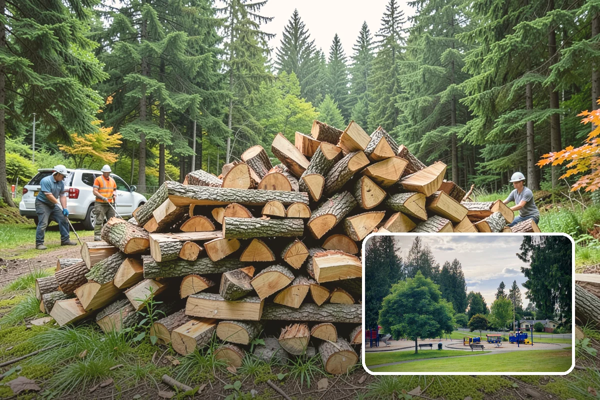Storm Wood Processing in Bonney Lake, Pierce County, WA - Recovers value from storm-damaged trees
