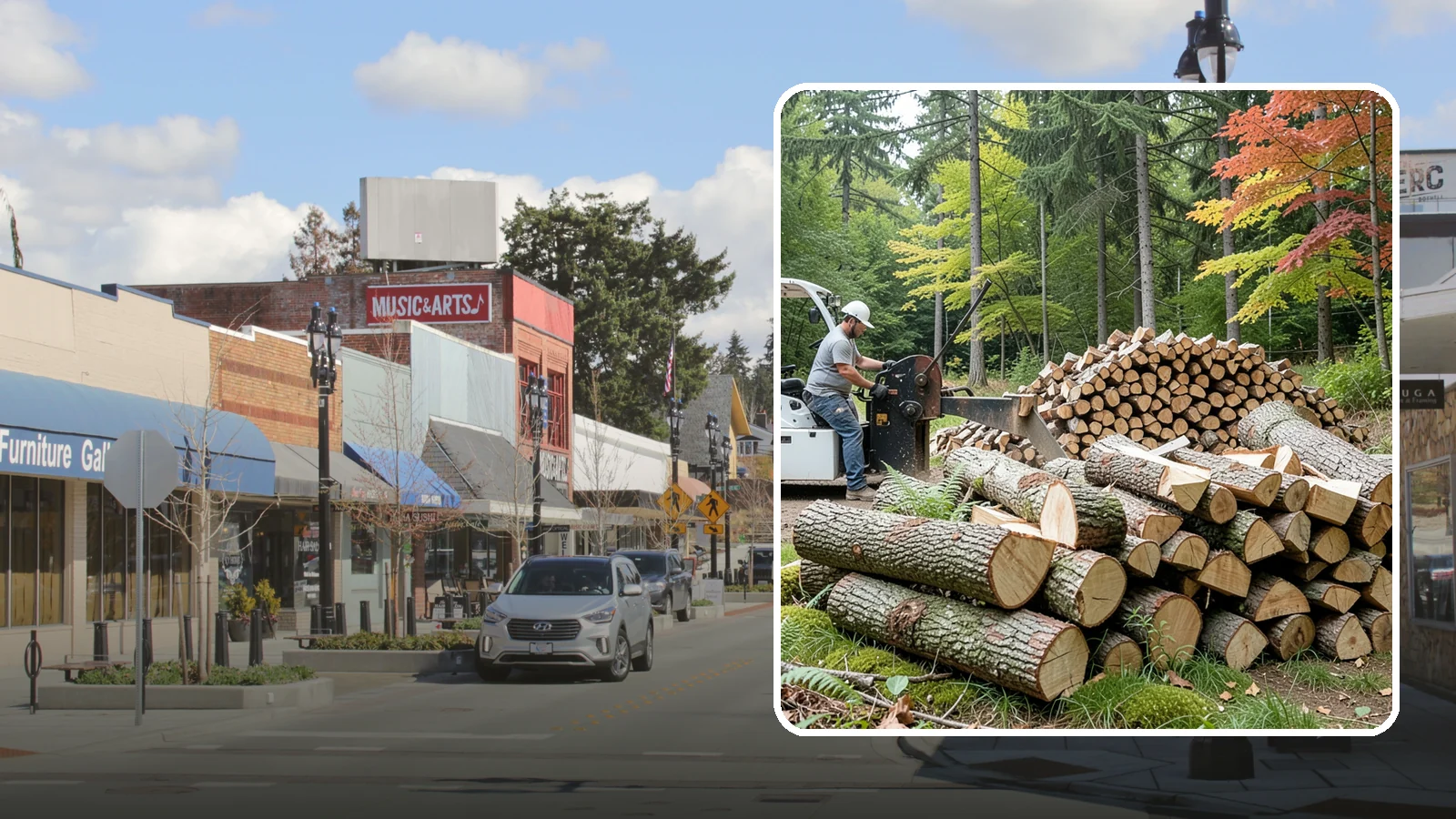 Storm Wood Processing in Bothell, King County, WA - We process storm-downed trees and limbs into stacked, usable firewood.