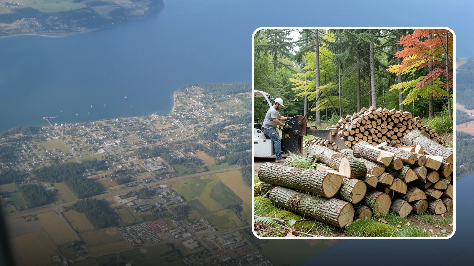 Storm Wood Processing in Coupeville, Island County, WA - We process storm-downed trees and limbs into stacked, usable firewood.